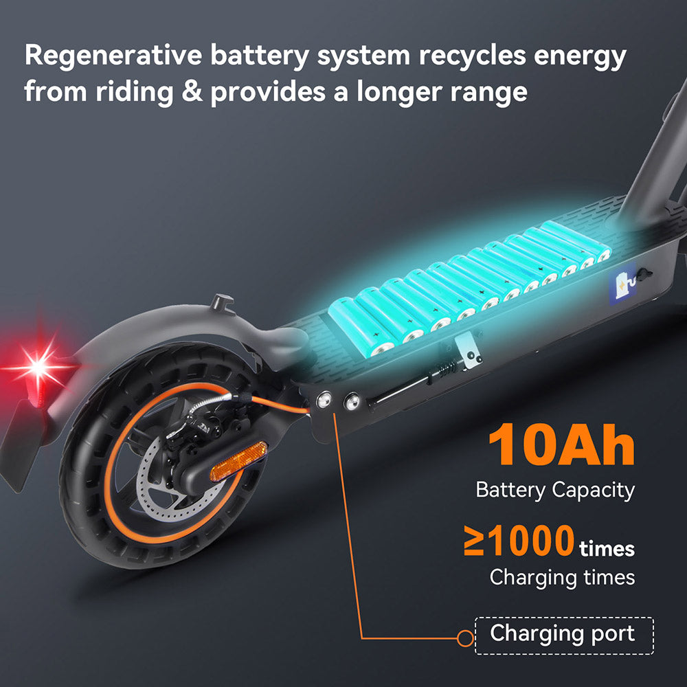Patinete eléctrico HONEY WHALE E9 MAX, motor de 500 W, batería de 36 V 10 Ah, neumático de 10 pulgadas, velocidad máxima de 20 km/h, autonomía de 35-40 km, freno mecánico y freno electrónico, certificación ABE.