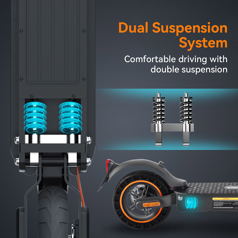 Patinete eléctrico HONEY WHALE E9 MAX, motor de 500 W, batería de 36 V 10 Ah, neumático de 10 pulgadas, velocidad máxima de 20 km/h, autonomía de 35-40 km, freno mecánico y freno electrónico, certificación ABE.