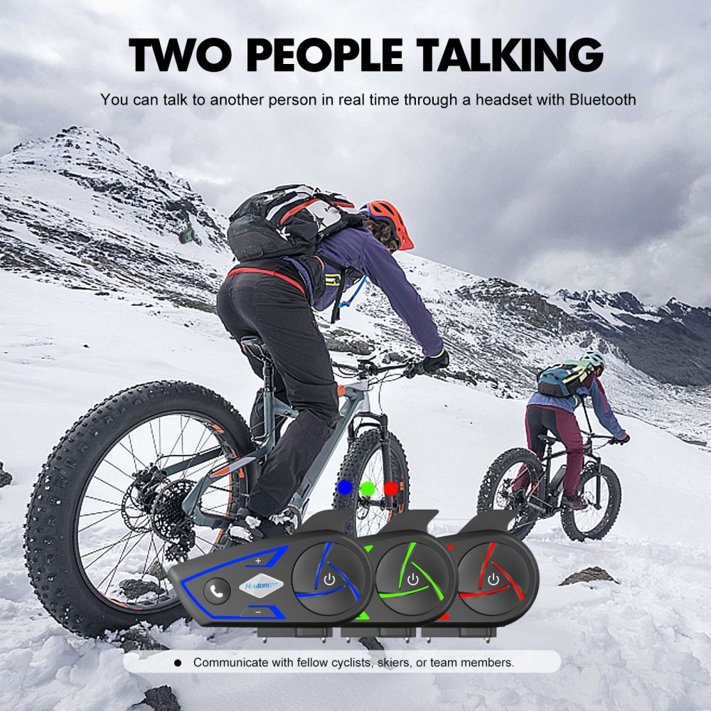 Houtonsen S3 Motorcycle Helmet Headset, 1000M Intercom, 30h Working Time, RGB Ambient Light, Bluetooth 5.1, Type-C Interface, IP67 Waterproof - 2Pcs Pack