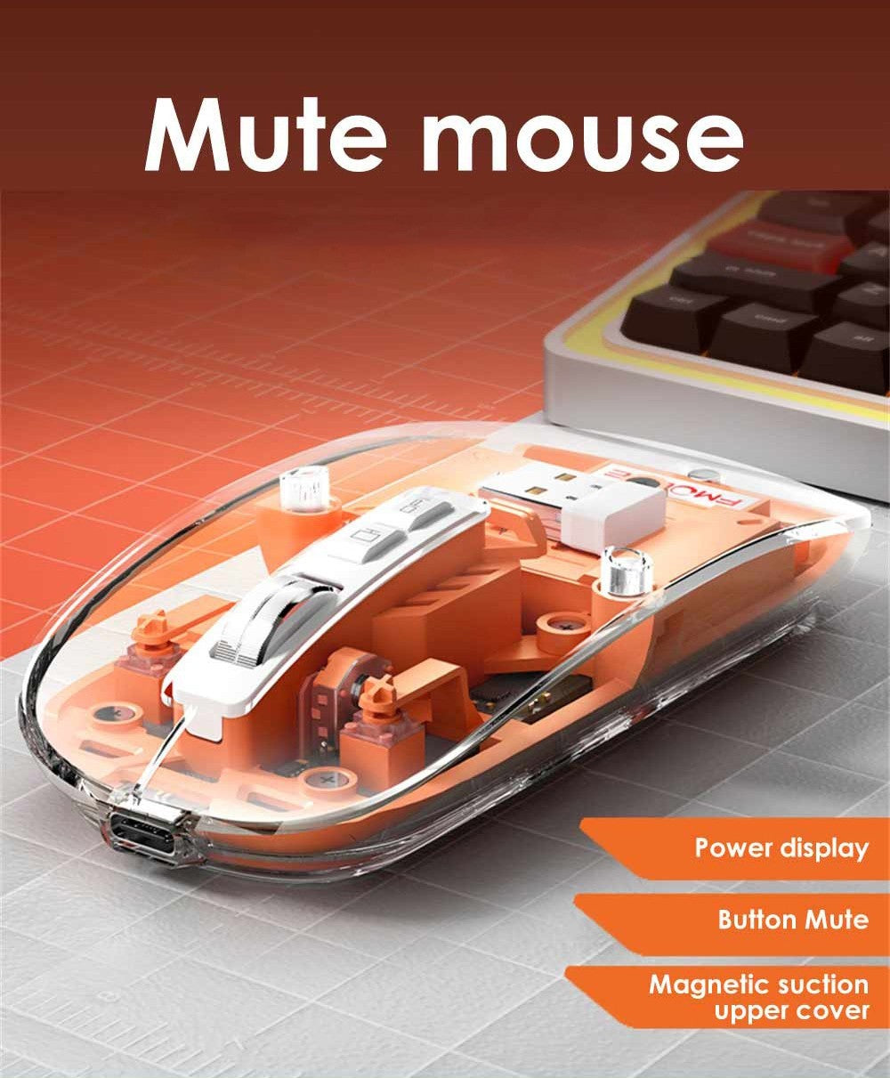 HXSJ T900 2.4G & Bluetooth Wireless Mouse 800-2400 DPI Adjustable RGB Light Mute Click - Pink