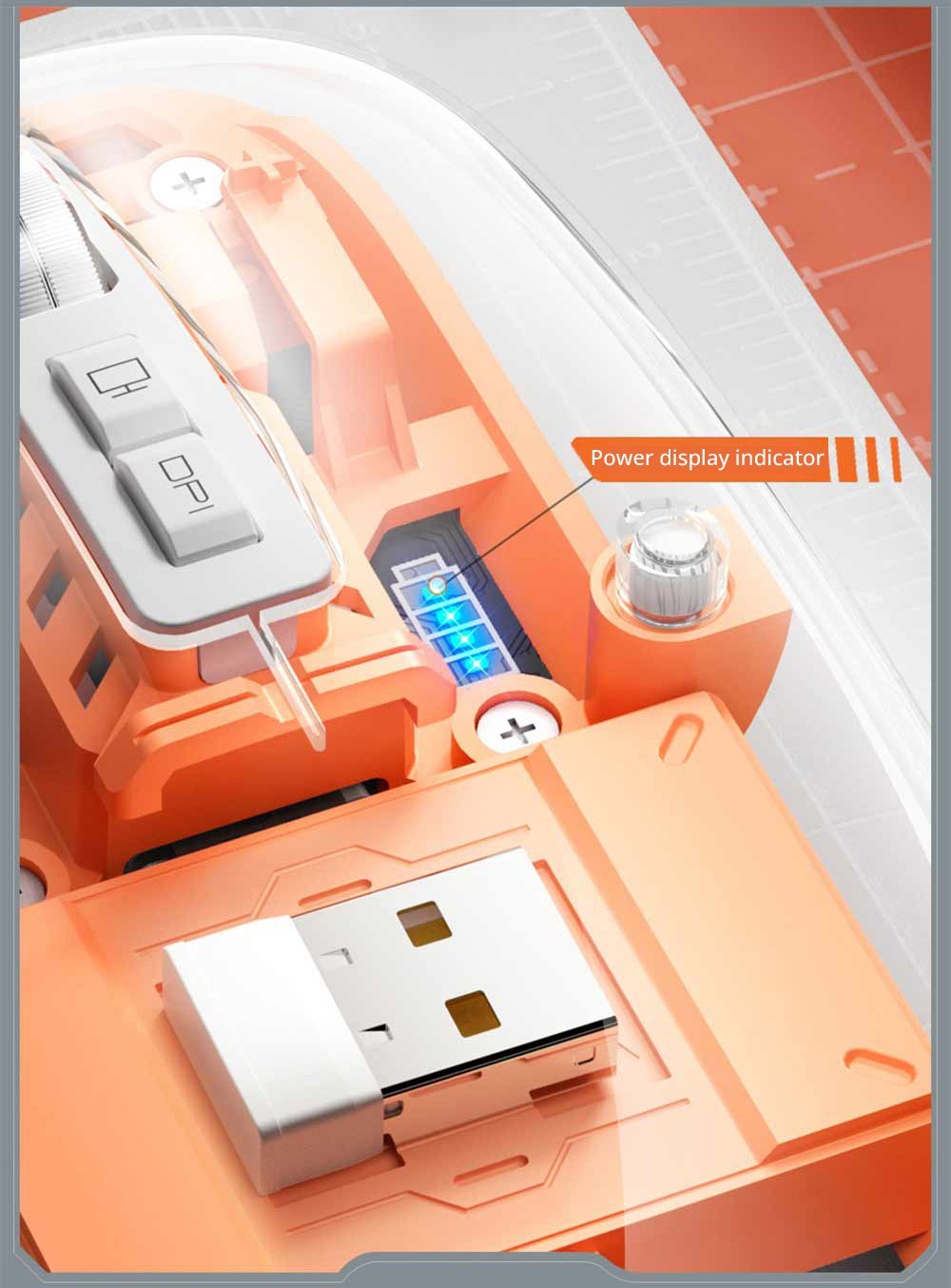 HXSJ T900 2.4G & Bluetooth Wireless Mouse 800-2400 DPI Adjustable RGB Light Mute Click - Pink