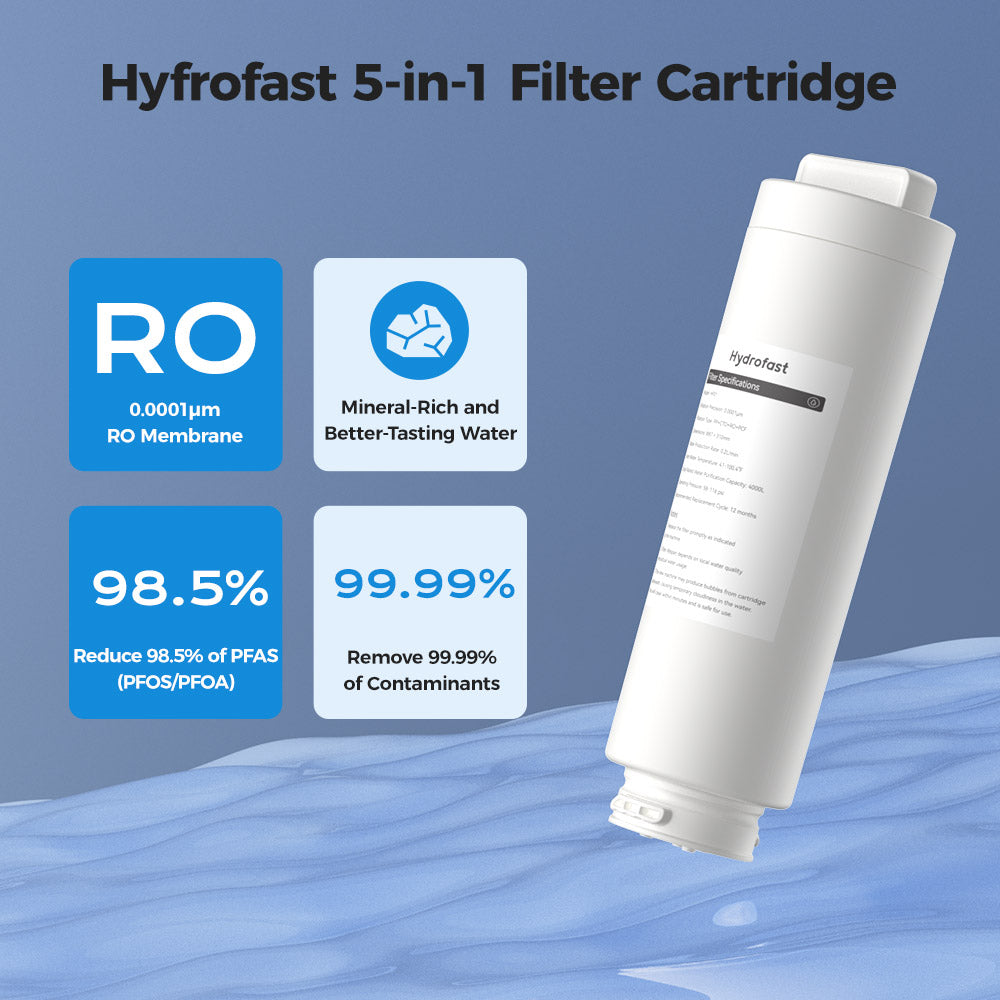 Filtro de ósmosis inversa Hydrofast HF01 con filtración de 5 etapas, fácil reemplazo para purificadores de agua B100 y C100.