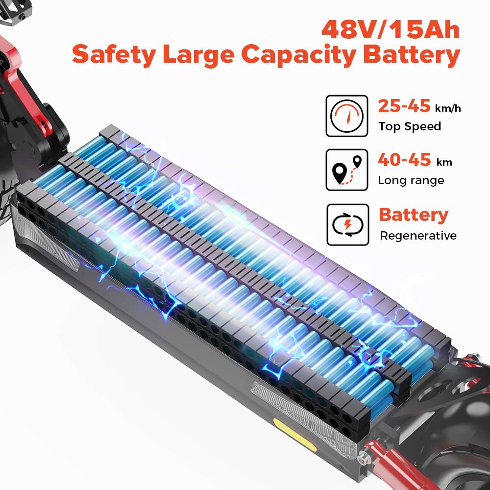 iScooter iX4 10-inch Electric Scooter 800W Motor max speed 45km/h 48V 15Ah Battery up to 40-45km Range App Control, Body Warning Light