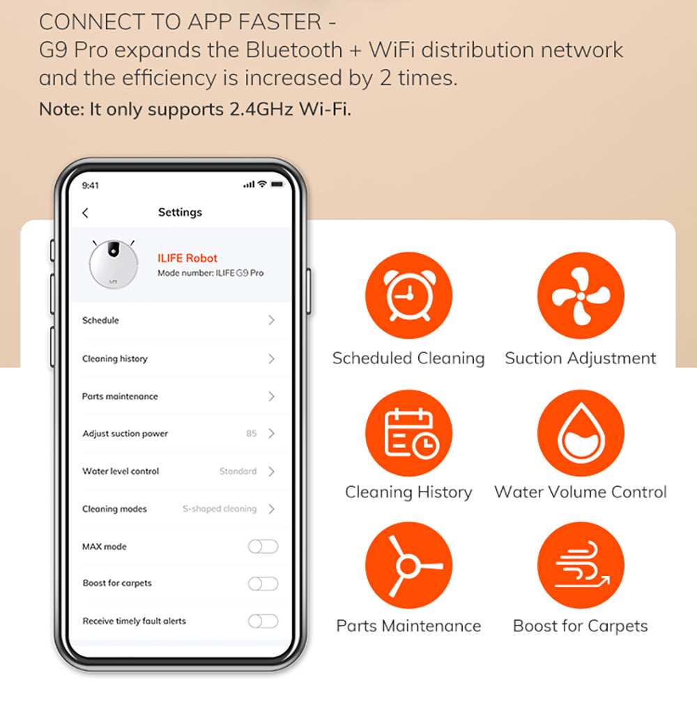 ILIFE G9 Pro Saugroboter mit automatischer Entleerungsstation, Gyroskop-Navigation, 3000 Pa Saugkraft, 100 Minuten Laufzeit, 2,5-Liter-Staubbeutel, Reinigungsmodi (Plan/Kanten/Punkt/Max), Alexa- und Google Home-Unterstützung, Fernbedienung, Weiß