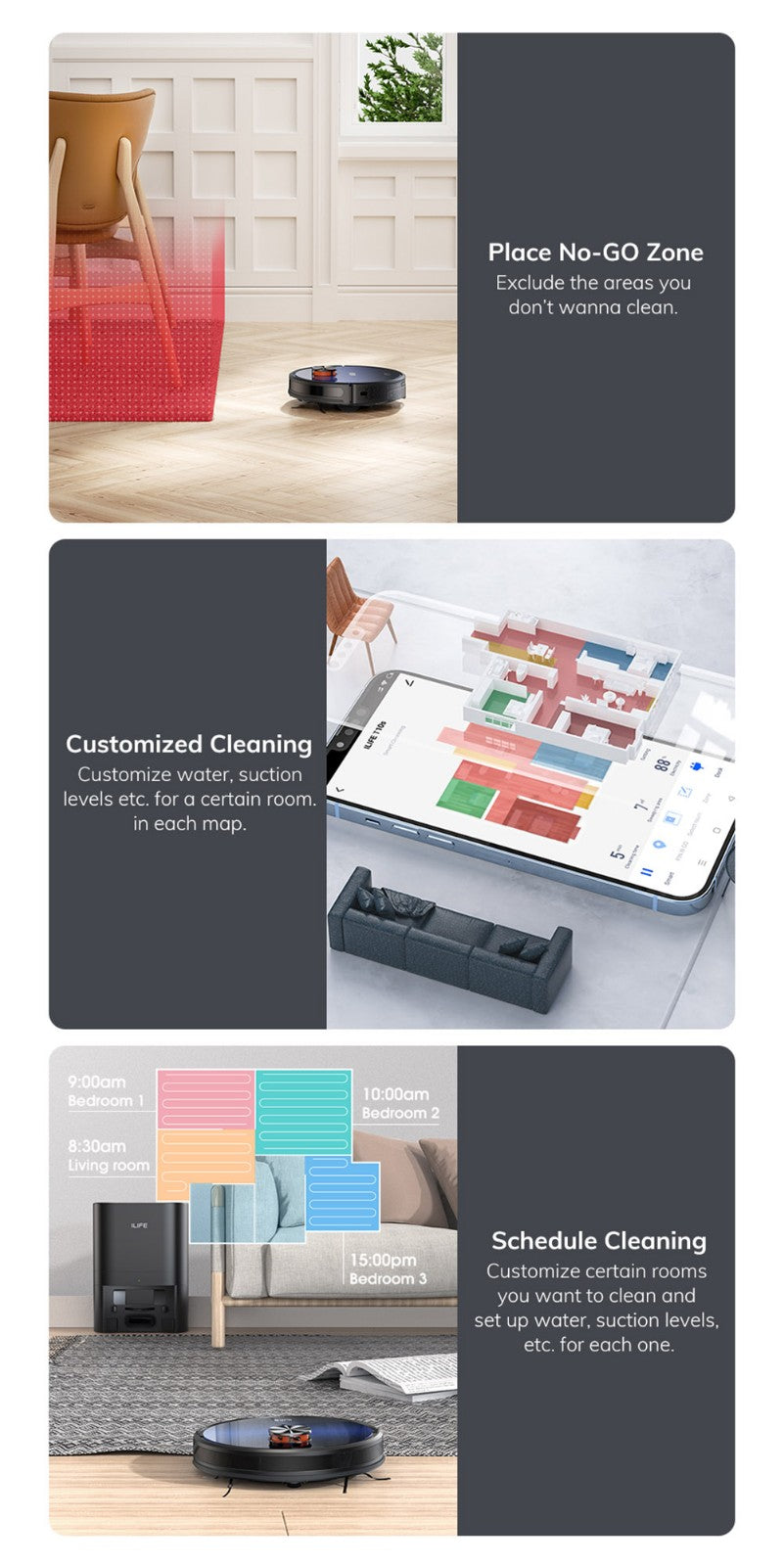 ILIFE T10s Saugroboter, 2-in-1-Gerät: Saugen und Wischen, automatische Entleerungsstation, 3000 Pa Saugkraft, 2,5-Liter-Staubbeutel, LDS-Navigation, 150 Minuten Laufzeit, Speicher für bis zu 5 Karten, App- und Sprachsteuerung – Farbverlauf Blau