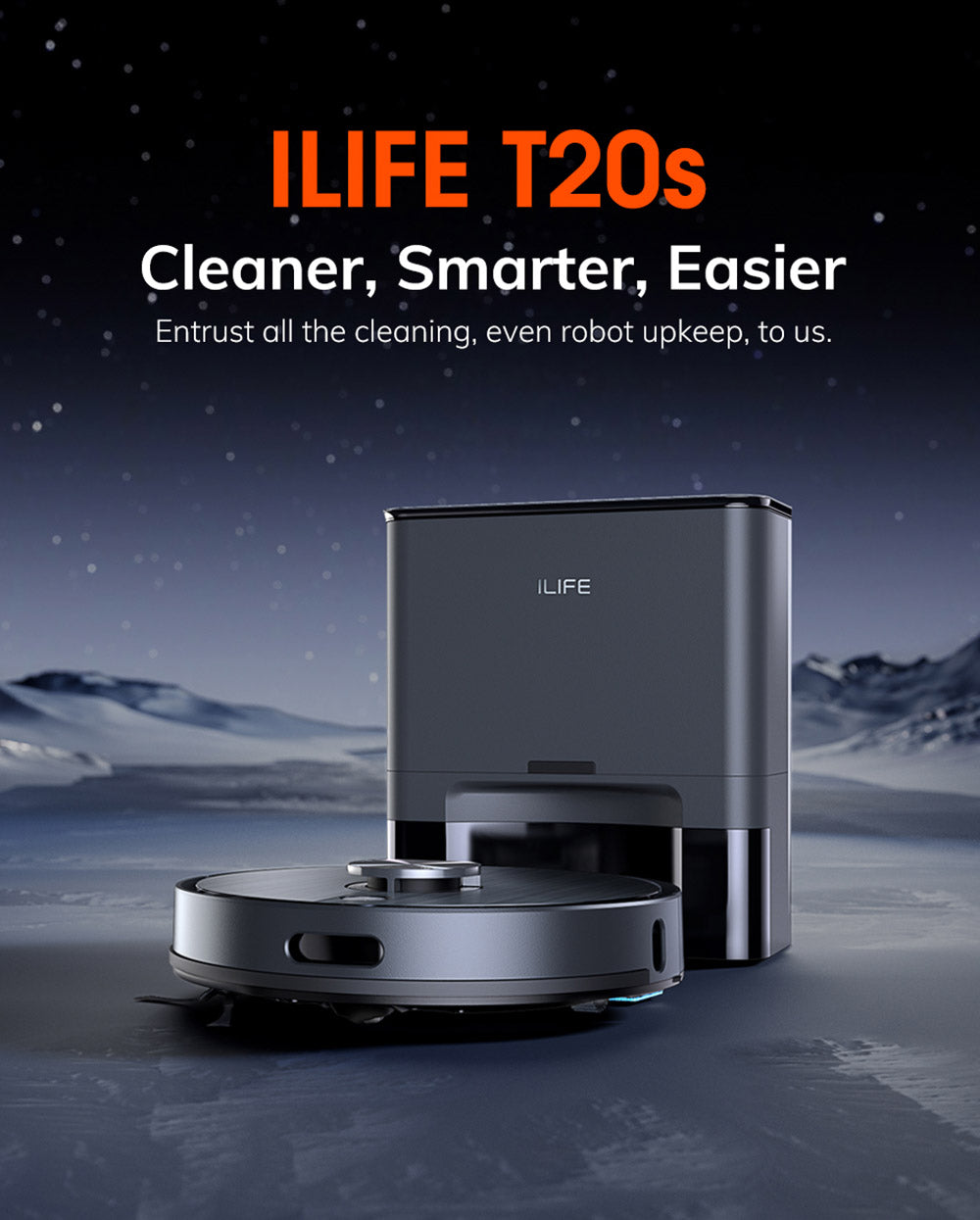 ILIFE T20S Saugroboter, 5000 Pa Saugleistung, 260 Minuten Laufzeit, automatische Entleerungsstation, LDS-Navigation, App-Steuerung, 3,5-Liter-Staubbeutel – Schwarz
