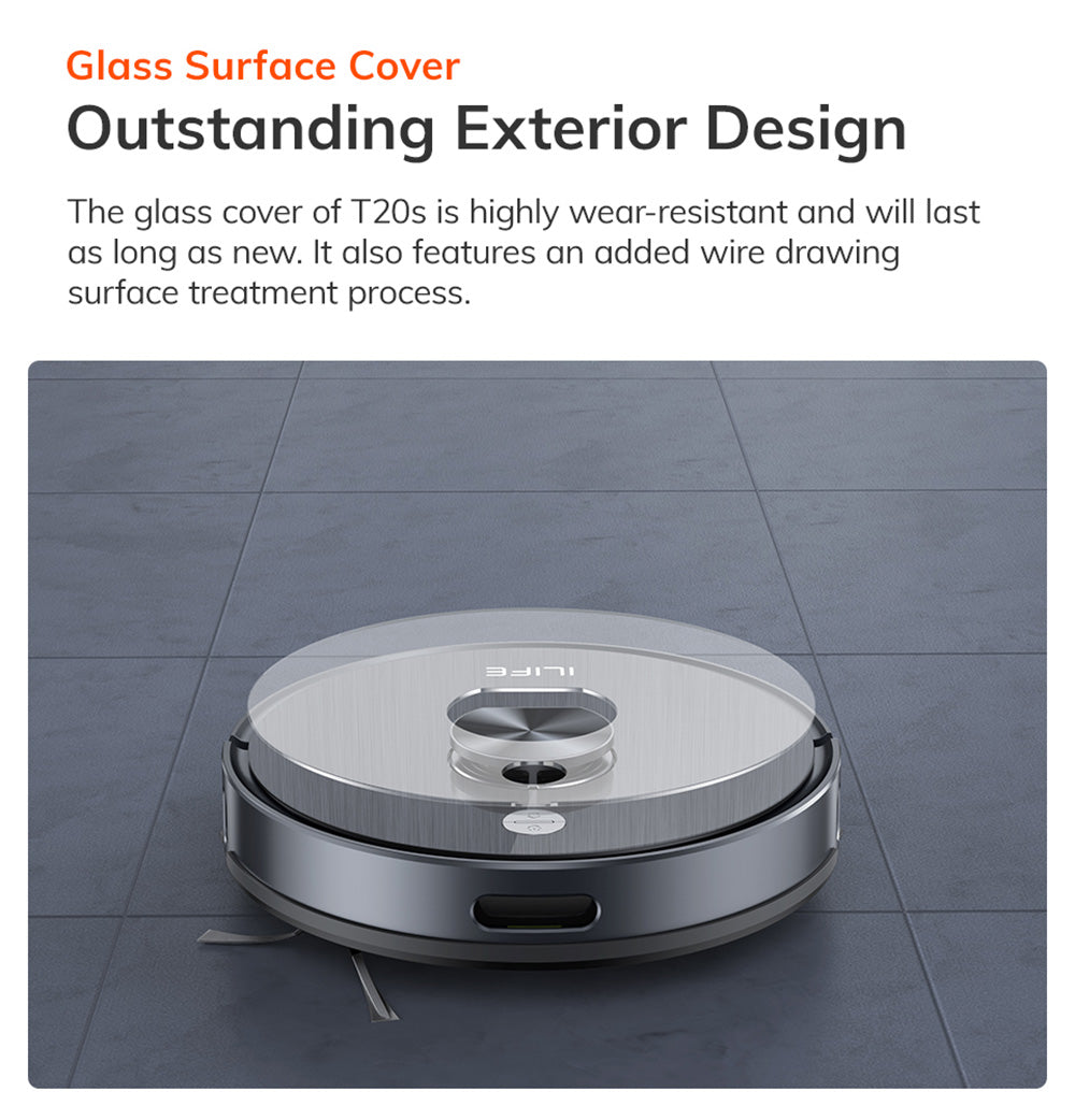 ILIFE T20S Saugroboter, 5000 Pa Saugleistung, 260 Minuten Laufzeit, automatische Entleerungsstation, LDS-Navigation, App-Steuerung, 3,5-Liter-Staubbeutel – Schwarz