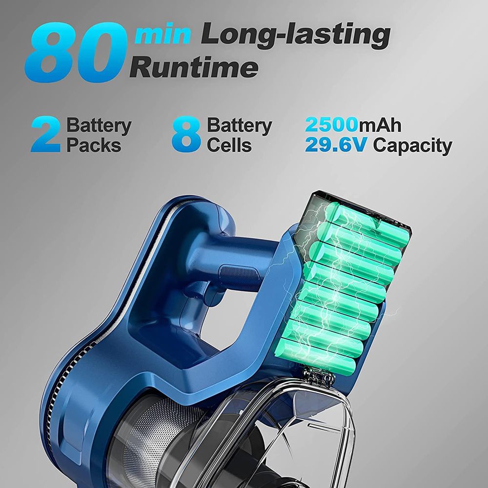 Aspiradora de mano inalámbrica INSE S6P, succión de 23 KPa, motor sin escobillas de 250 W, baterías extraíbles de 2500 mAh para suelos de madera, alfombras, escaleras, cortinas, coches y muebles - Azul