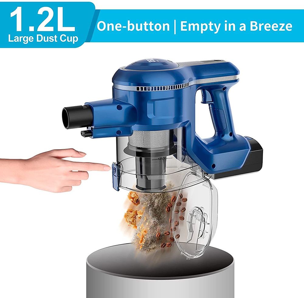 Aspiradora de mano inalámbrica INSE S6P, succión de 23 KPa, motor sin escobillas de 250 W, baterías extraíbles de 2500 mAh para suelos de madera, alfombras, escaleras, cortinas, coches y muebles - Azul