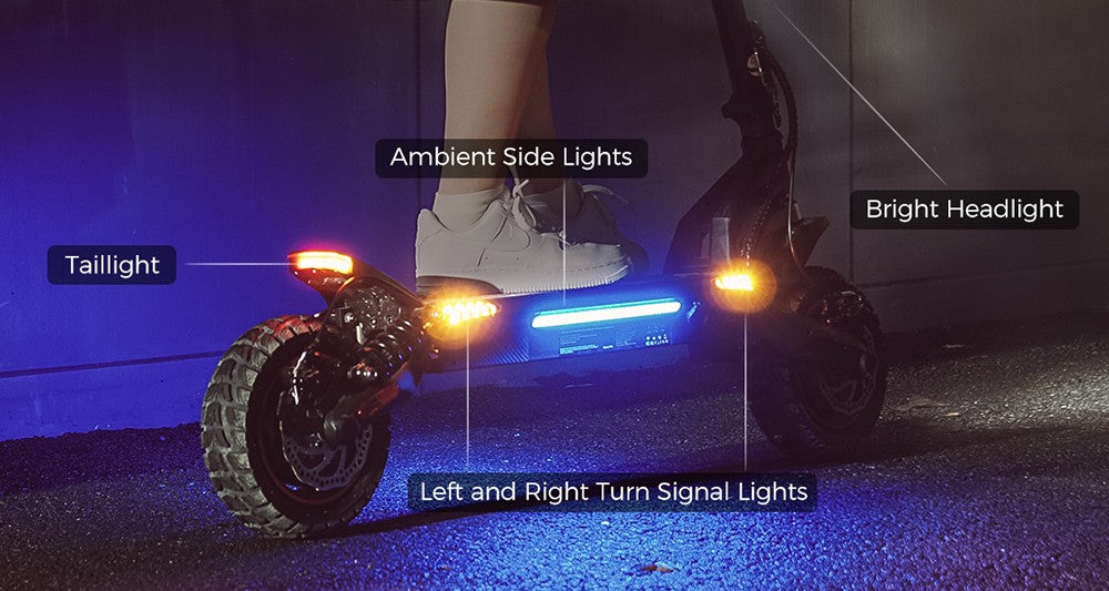 Patinete eléctrico iScooter iX7 Pro, motor de 2*1000W, batería de 48V 17.5Ah, neumáticos todoterreno de 10 pulgadas, velocidad máxima de 60 km/h, autonomía de 80 km, frenos de disco delanteros y traseros, doble suspensión.