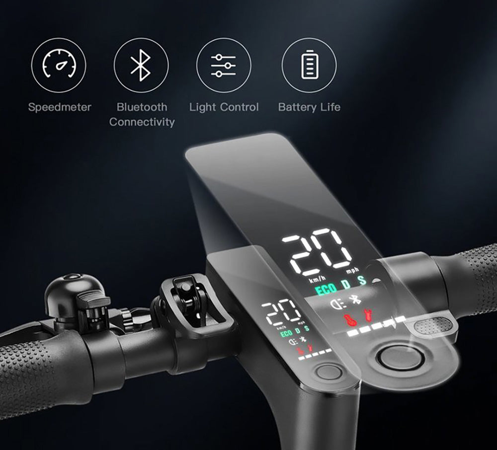 Patinete Eléctrico Plegable iScooter i9 con Neumático de Nido de Abeja de 8.5 Pulgadas, Motor de 350W, Batería de 7.5Ah, Velocidad Máxima de 30 km/h, APP, Impermeable IP54 - Negro