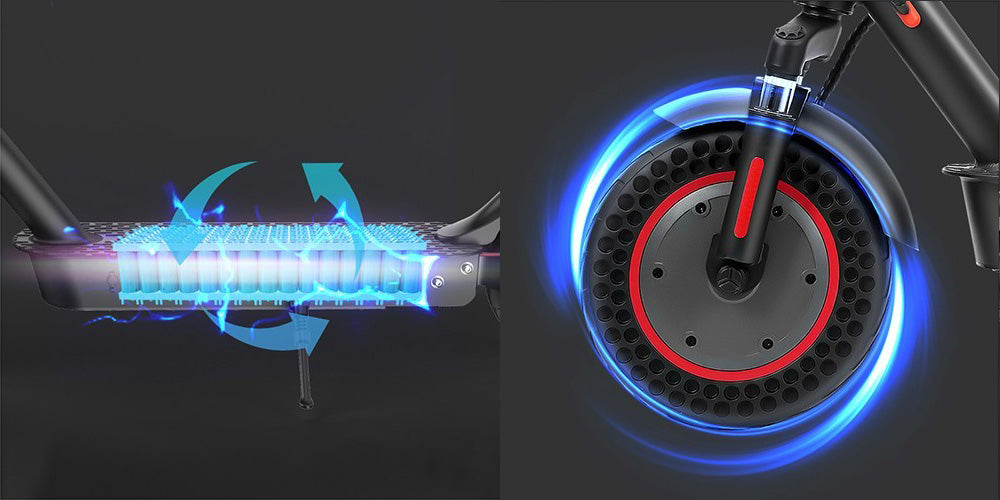 iScooter i9 Max Elektroroller, 10-Zoll-Wabenreifen, 500-W-Motor, 36-V-10-Ah-Akku, 30 km/h Höchstgeschwindigkeit, 30–40 km maximale Reichweite, 120 kg Zuladung, doppelte Stoßdämpfung, intelligente App-Steuerung