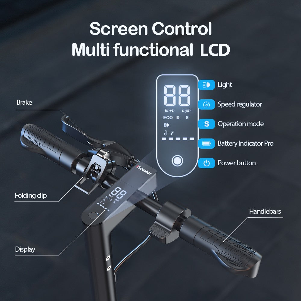iScooter i9S Electric Scooter, 500W Motor, 10Ah Battery, 10-inch Pneumatic Tire, 30km/h Max Speed, 30km Range, Front Shock Absorption, Electronic Brake & Disc Brake