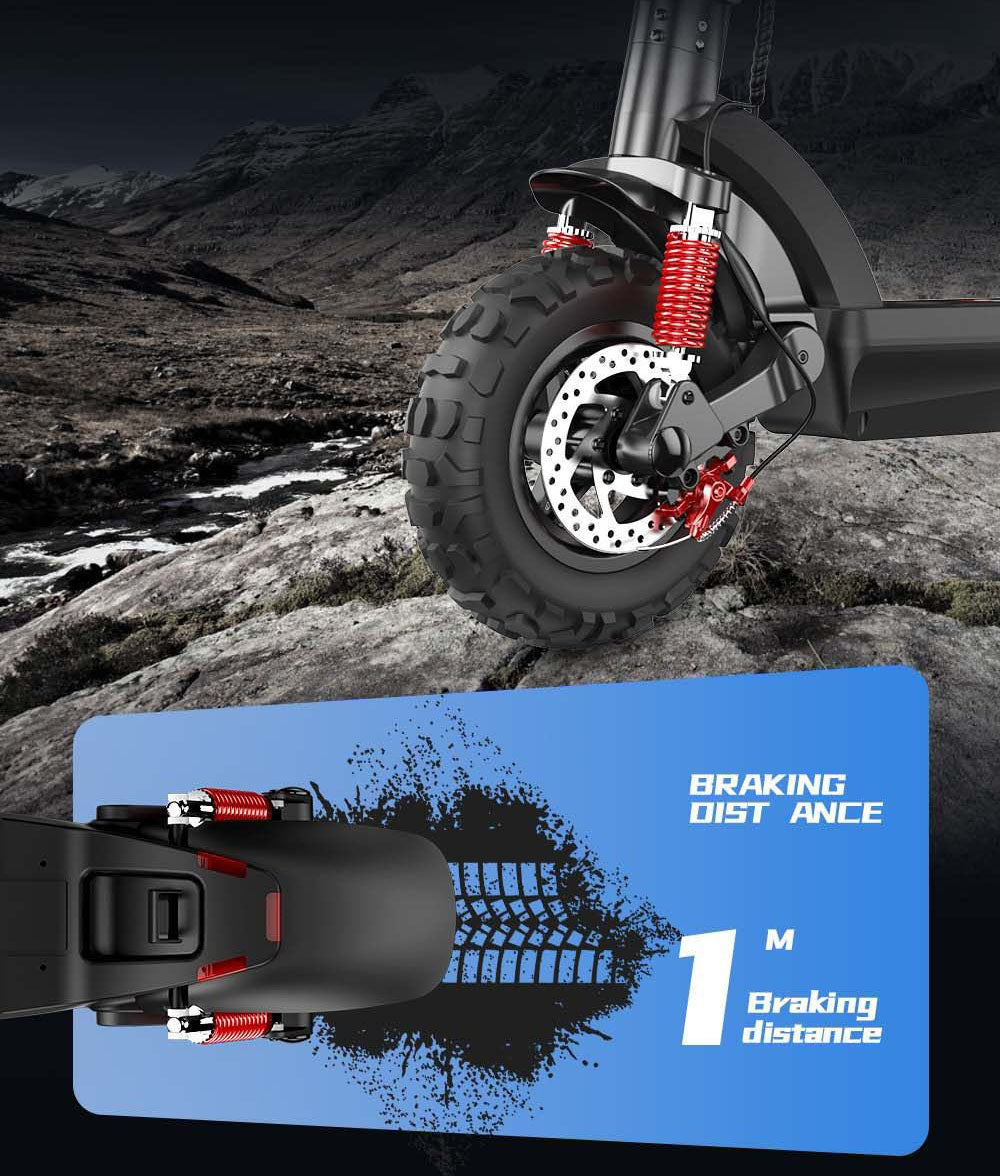 Patinete Eléctrico iScooter iX6 con neumáticos todoterreno de 11'', motor trasero de 1000W, velocidad máxima de 45 km/h, batería de 48V 17.5Ah y autonomía de 40-45 km.