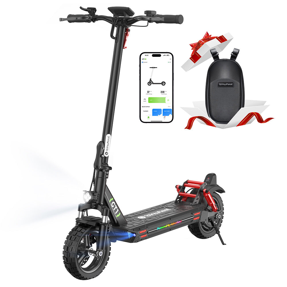 isinwheel GT1 Electric Scooter, 800W Motor, 48V 10Ah Battery, 10-inch Off-road Tire, 45km/h Max Speed, 45km Range, Disc Brakes, Front &amp; Rear Shock Absorption, 150kg Max Load, App Control