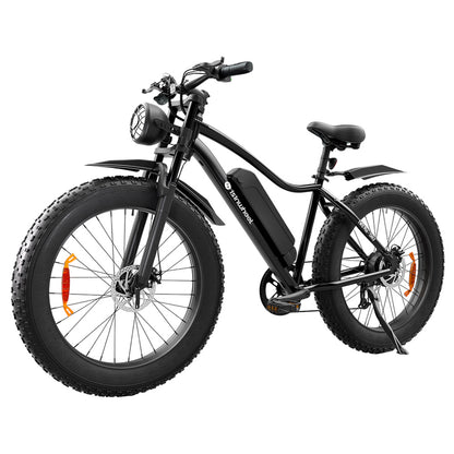 isinwheel M10 Plus Electric Bike, 250W Motor, 48V 13Ah Battery, 26*4.0 inch Tires, 25km/h Max Speed, 100km Range, Front &amp; Rear Disc Brakes, 7 Speed Transmission, Full Suspension - Black