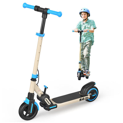 isinwheel S6 Kids Folding Electric Scooter, 150W Motor, 21.6V 5Ah Battery, 6.5-inch Tires, 15km/h Max Speed, 15km Range, Rear Fender Brake &amp; Electronic Brake, Adjustable Height - Blue