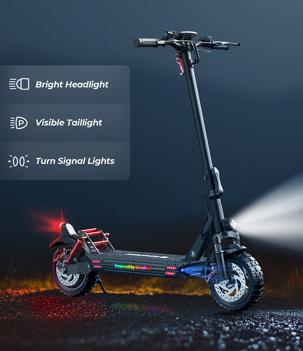 isinwheel GT1 Elektroroller, 800-W-Motor, 48-V-10-Ah-Akku, 10-Zoll-Geländereifen, 45 km/h Höchstgeschwindigkeit, 45 km Reichweite, Scheibenbremsen, Stoßdämpfung vorne und hinten, 150 kg maximale Zuladung, App-Steuerung