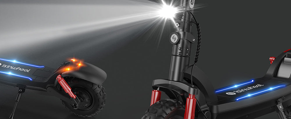 isinwheel GT2 Offroad-Elektroroller, 800-W-Motor, 48-V-15-Ah-Akku, 11-Zoll-Luftreifen, 45 km/h Höchstgeschwindigkeit, 45 km maximale Reichweite, Scheibenbremse, vierfacher Stoßdämpfer