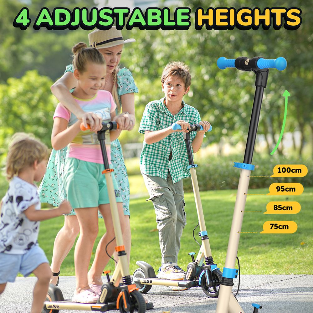 isinwheel S6 Kinder-Elektroroller, faltbar, 150-W-Motor, 21,6-V-5-Ah-Akku, 6,5-Zoll-Reifen, 15 km/h Höchstgeschwindigkeit, 15 km Reichweite, Hinterradbremse und elektronische Bremse, höhenverstellbar – Blau