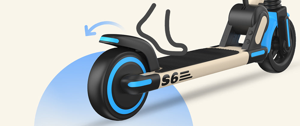 isinwheel S6 Kinder-Elektroroller, faltbar, 150-W-Motor, 21,6-V-5-Ah-Akku, 6,5-Zoll-Reifen, 15 km/h Höchstgeschwindigkeit, 15 km Reichweite, Hinterradbremse und elektronische Bremse, höhenverstellbar – Blau