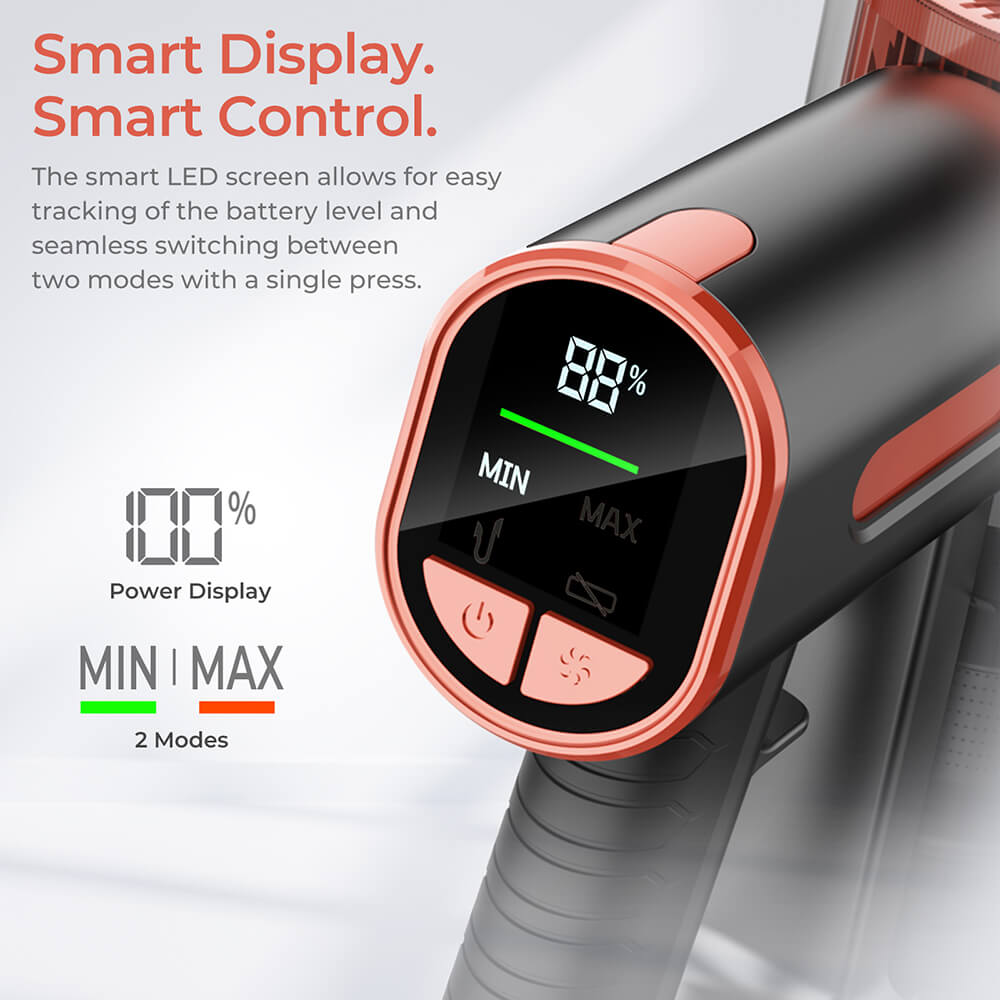 Aspiradora sin cable JIGOO C200, succión de 23 KPa, autonomía de 40 minutos, 2 modos de funcionamiento, tubo metálico telescópico y faro LED, gris.