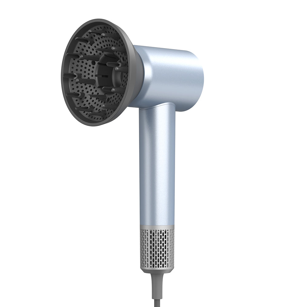 JIGOO H300 1600W High-Speed Professional Hair Dryer, 200 Million Negative Ions, 2 Speed Levels and 4 Heat Settings, 110000rpm Brushless Motor, Low Noise, 3-Color Light Ring With 2 Nozzles For Home/Salon/Travel