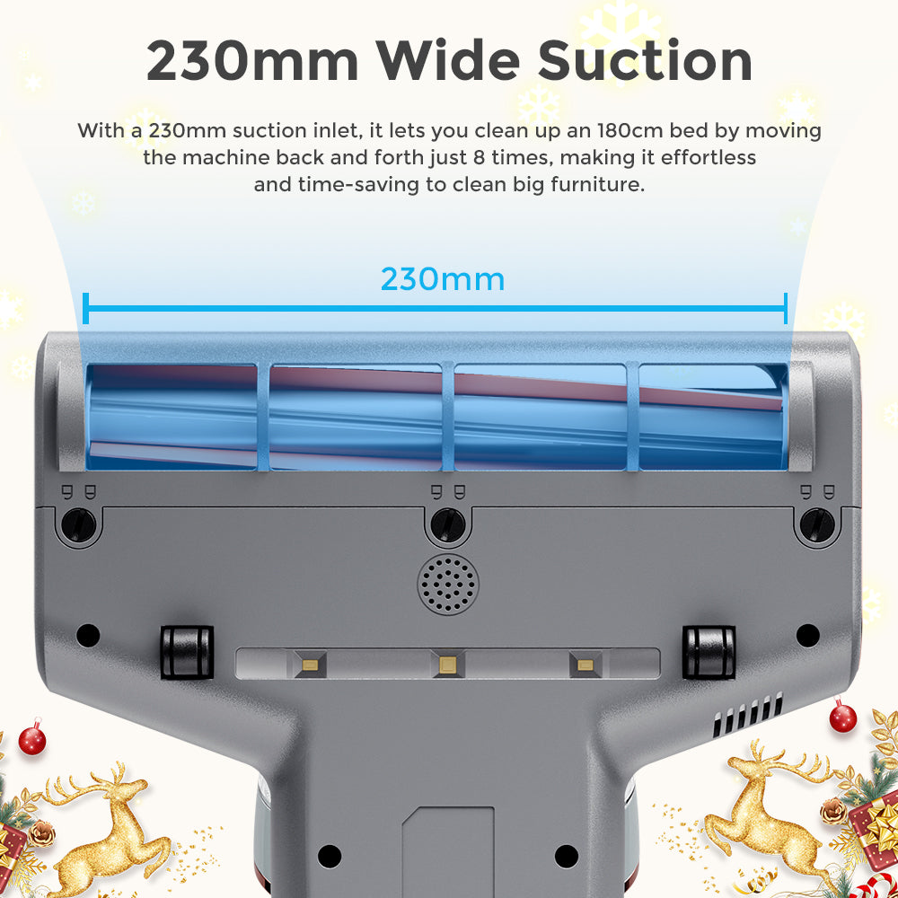 JIGOO S300 Pro Limpiador Inteligente de Ácaros con Doble Vaso y Sensor de Ácaros de Polvo, 500W, Succión de 13KPa, Innovador Cepillo Metálico, Luz UV y Tecnología Ultrasónica, Calefacción Multidireccional, 99.9% de Eliminación de Ácaros - Gris