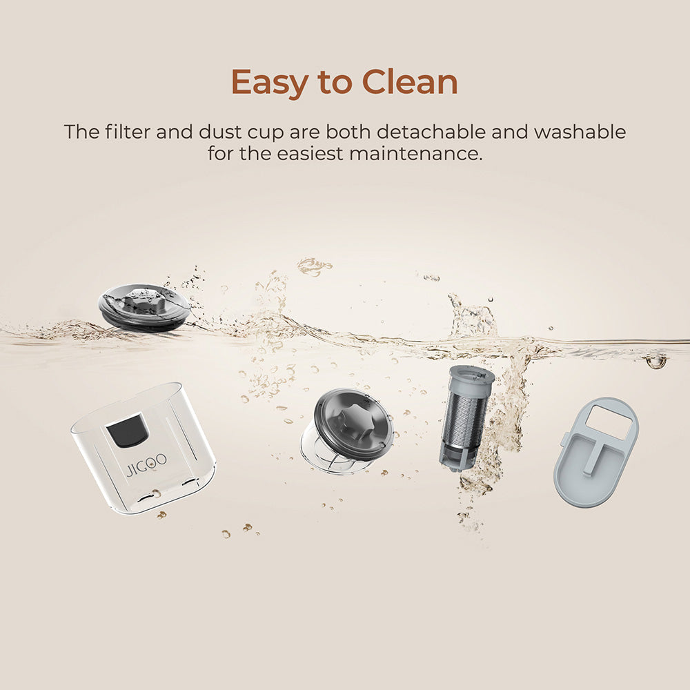 Aspiradora para cama JIGOO T600 Dual-Cup Smart Mite Cleaner con sistema de aromaterapia, succión de 700 W y 15 KPa, sensor de ácaros, luz UV, tecnología ultrasónica, eliminación del 99,99 % de ácaros, enchufe europeo - Gris
