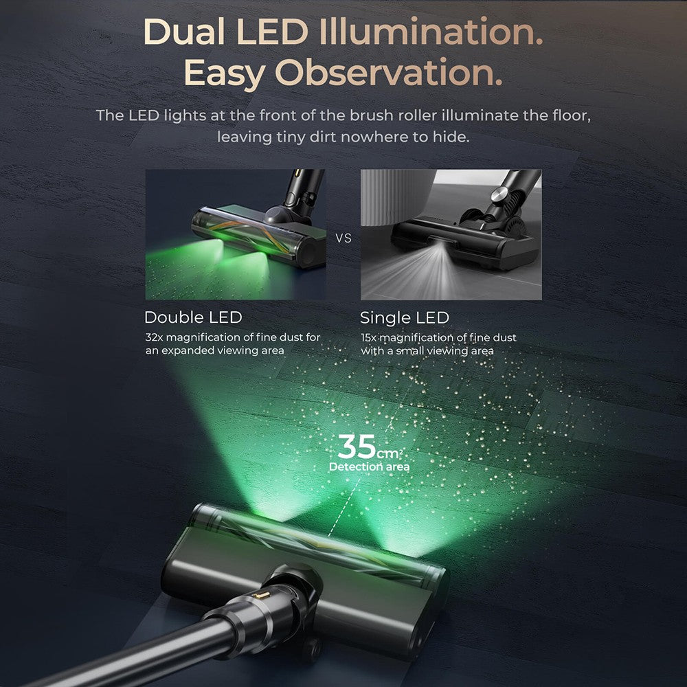 Aspiradora sin cable JIGOO V700 con estación de succión de 2,5 L, vaciado automático del polvo, potencia de succión de 33 KPa, cepillo antienredos, doble iluminación LED, hasta 55 minutos de autonomía, ideal para suelos duros, alfombras y mascotas.