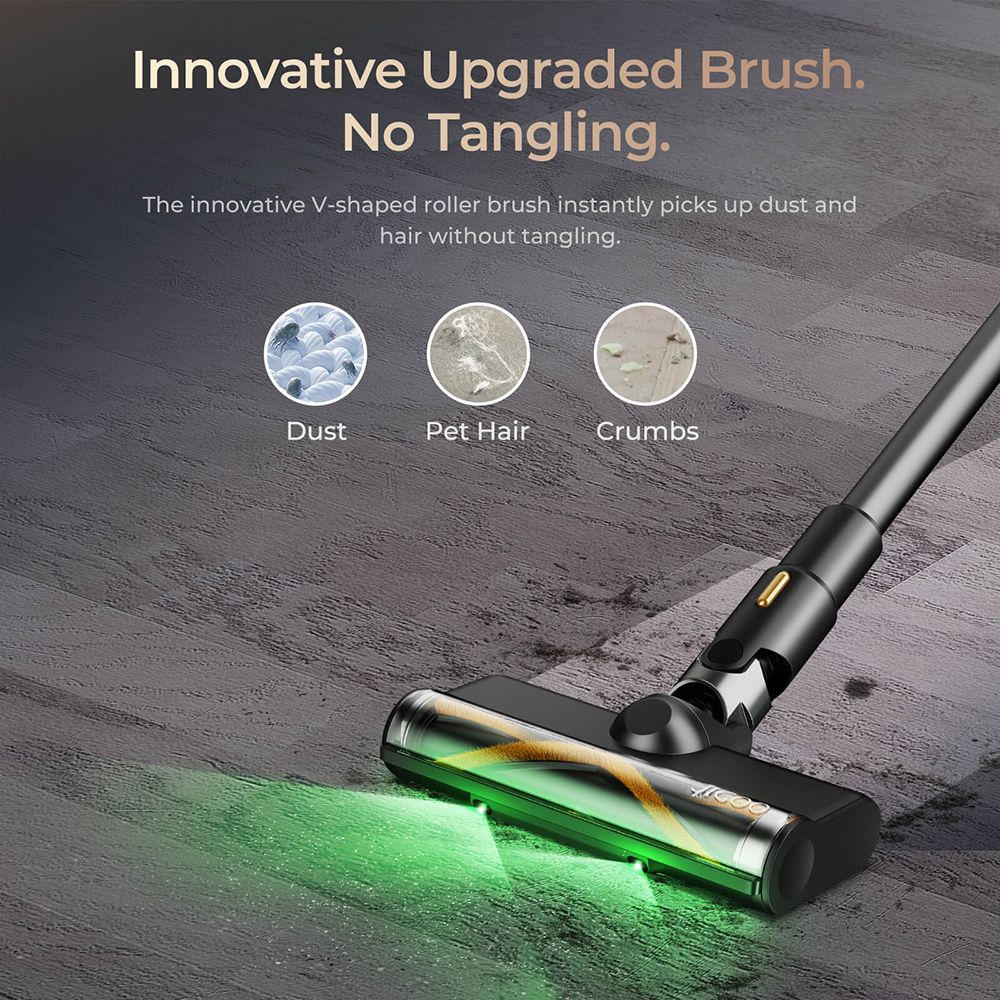 Aspiradora sin cable JIGOO V700 con estación de succión de 2,5 L, vaciado automático del polvo, potencia de succión de 33 KPa, cepillo antienredos, doble iluminación LED, hasta 55 minutos de autonomía, ideal para suelos duros, alfombras y mascotas.