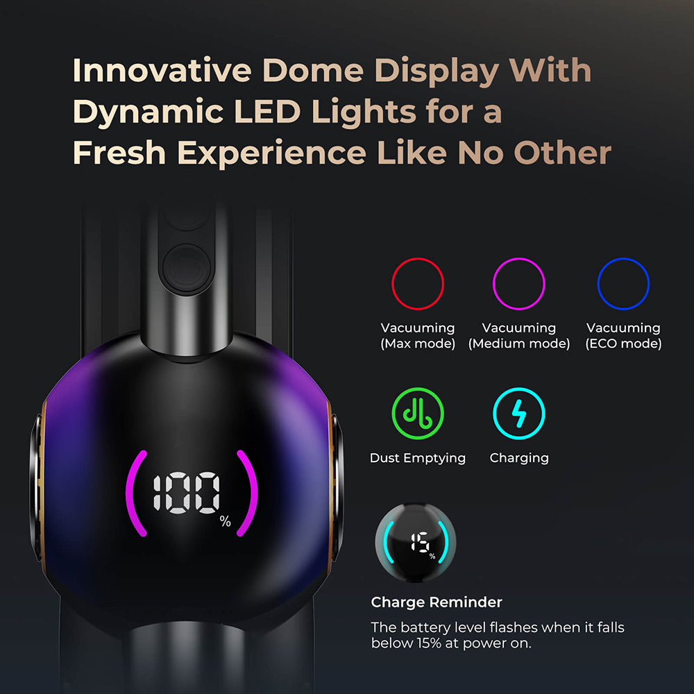 Aspiradora sin cable JIGOO V700 con estación de succión de 2,5 L, vaciado automático del polvo, potencia de succión de 33 KPa, cepillo antienredos, doble iluminación LED, hasta 55 minutos de autonomía, ideal para suelos duros, alfombras y mascotas.