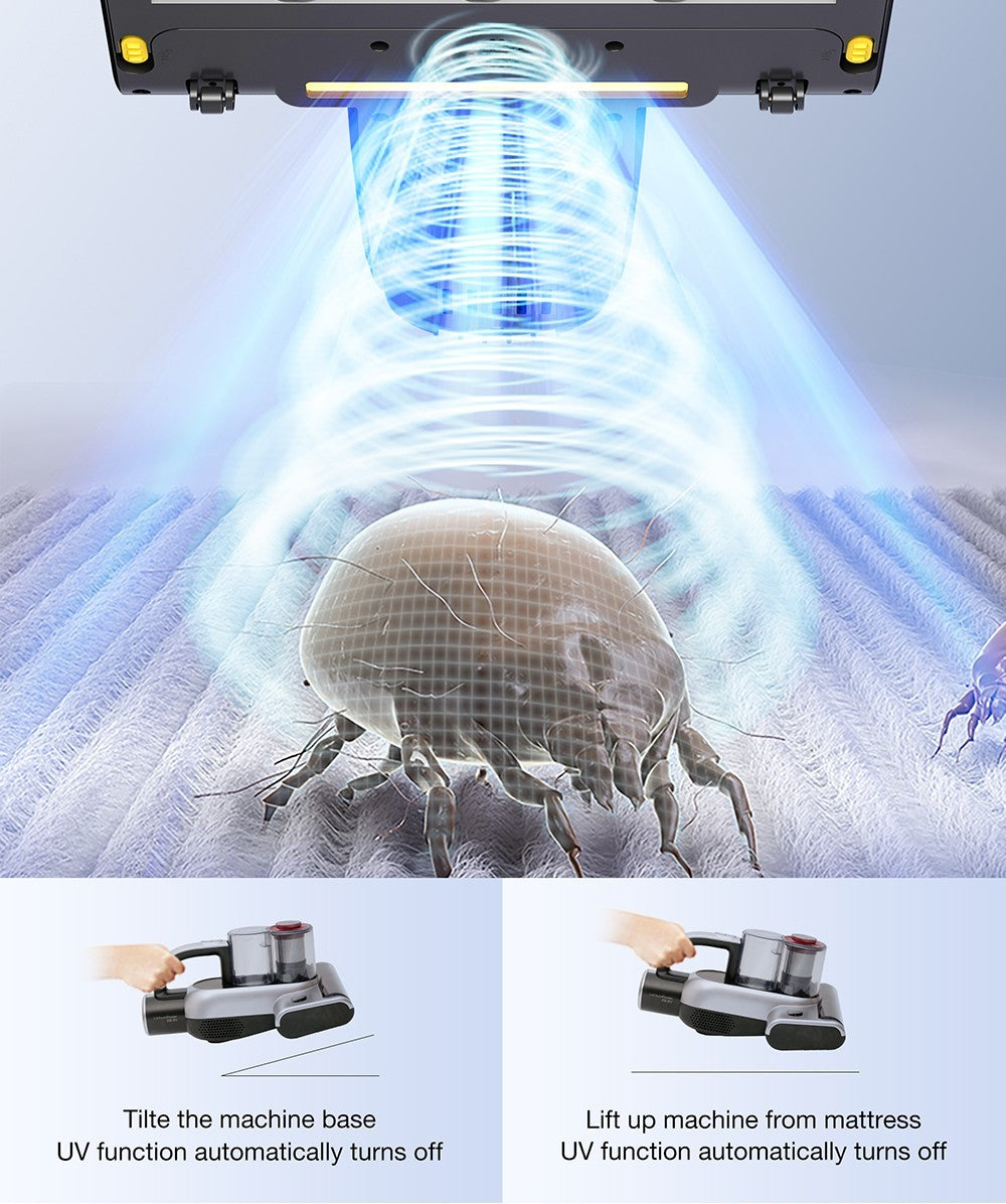 Aspiradora inalámbrica JIMMY BD7 Pro de doble copa antiácaros, entrada de succión de 245 mm, depósito de polvo de 0,5 L, sensor de polvo inteligente, función de esterilización UV, ultrasonido, pantalla LED, 30 minutos de autonomía.