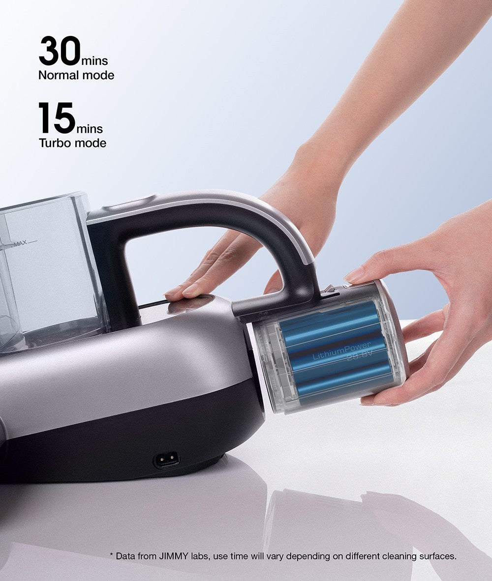 Aspiradora inalámbrica JIMMY BD7 Pro de doble copa antiácaros, entrada de succión de 245 mm, depósito de polvo de 0,5 L, sensor de polvo inteligente, función de esterilización UV, ultrasonido, pantalla LED, 30 minutos de autonomía.