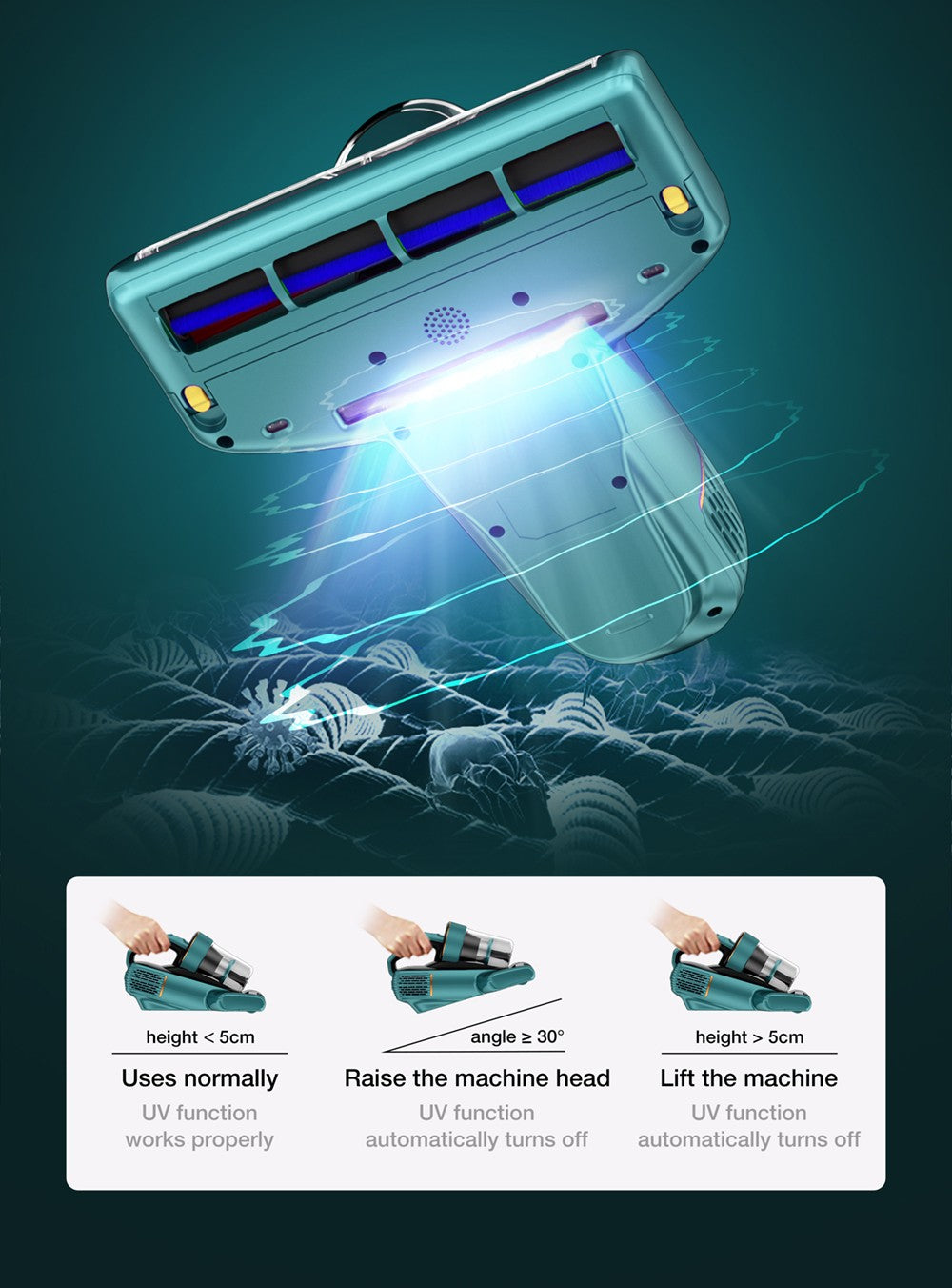 Aspiradora de mano antiácaros Jimmy BX6 de 600 W, puerto de succión ensanchado de 240 mm, lámpara UV y tecnología ultrasónica - Azul