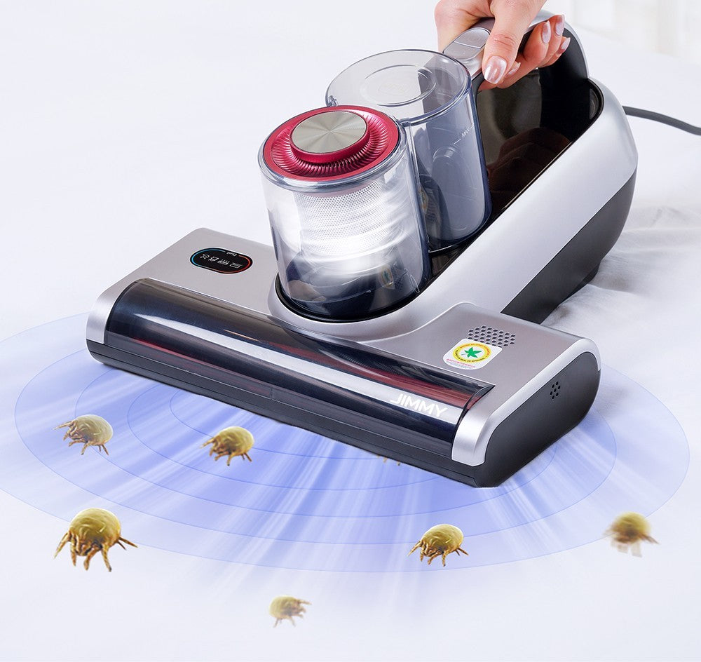 Aspiradora JIMMY BX6 Pro de doble copa antiácaros, entrada de succión de 245 mm, depósito de polvo de 0,5 L, sensor de polvo inteligente, función de esterilización UV, ultrasonido, pantalla LED.