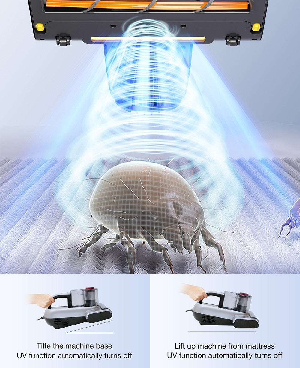 Aspiradora JIMMY BX6 Pro de doble copa antiácaros, entrada de succión de 245 mm, depósito de polvo de 0,5 L, sensor de polvo inteligente, función de esterilización UV, ultrasonido, pantalla LED.