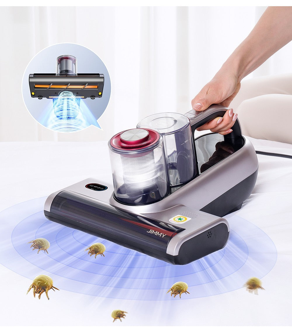 Aspiradora JIMMY BX6 Pro de doble copa antiácaros, entrada de succión de 245 mm, depósito de polvo de 0,5 L, sensor de polvo inteligente, función de esterilización UV, ultrasonido, pantalla LED.