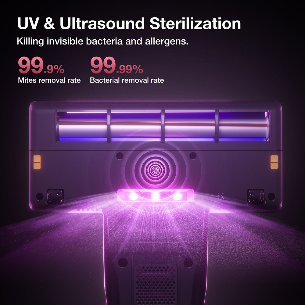 Aspiradora para colchones JIMMY BX8, con luz UV, potente succión de 600 W, ultrasonido, tecnología de viento caliente, pantalla LED y sensor inteligente de polvo, gris.