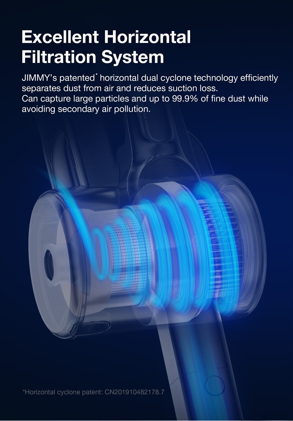 Aspiradora de mano inalámbrica JIMMY H10 Flex, 245 AW de potencia de succión, 4 modos de limpieza, depósito de polvo de 0,6 L, batería de 2500 mAh.