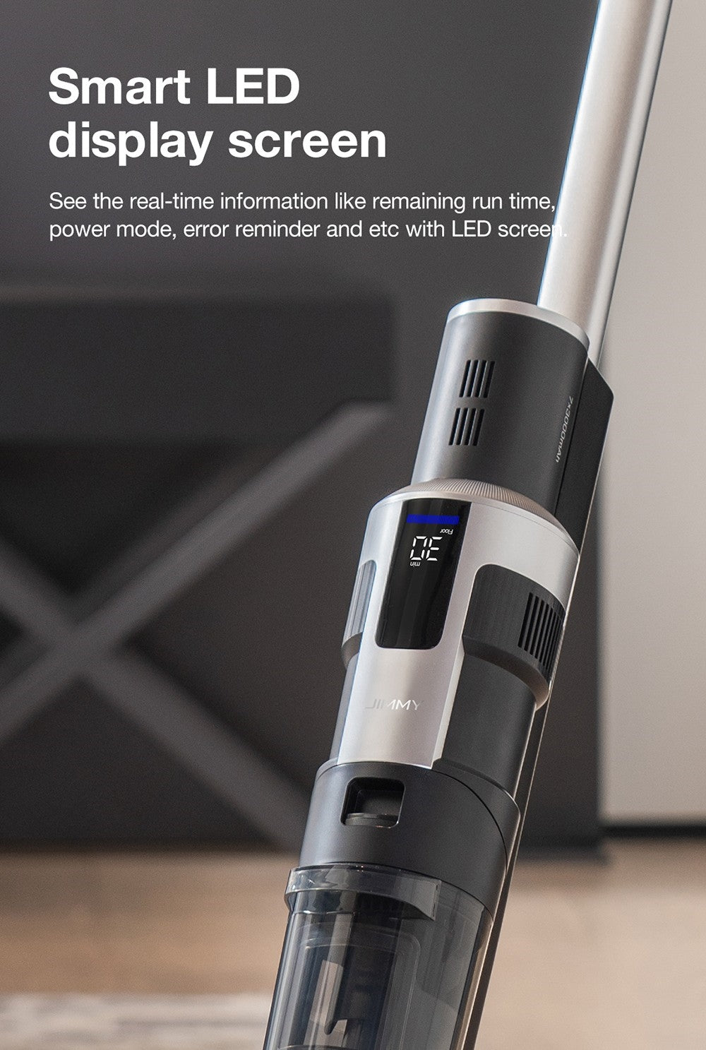 Aspiradora sin cable JIMMY HW9 para limpieza en seco y húmedo, autolimpiante, depósito de agua y polvo de 400 ml, motor sin escobillas impermeable, control de pulverización de agua, pantalla LED.