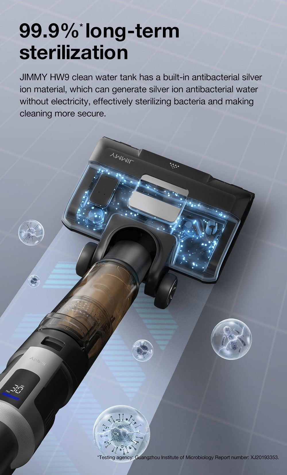 Aspiradora sin cable JIMMY HW9 para limpieza en seco y húmedo, autolimpiante, depósito de agua y polvo de 400 ml, motor sin escobillas impermeable, control de pulverización de agua, pantalla LED.