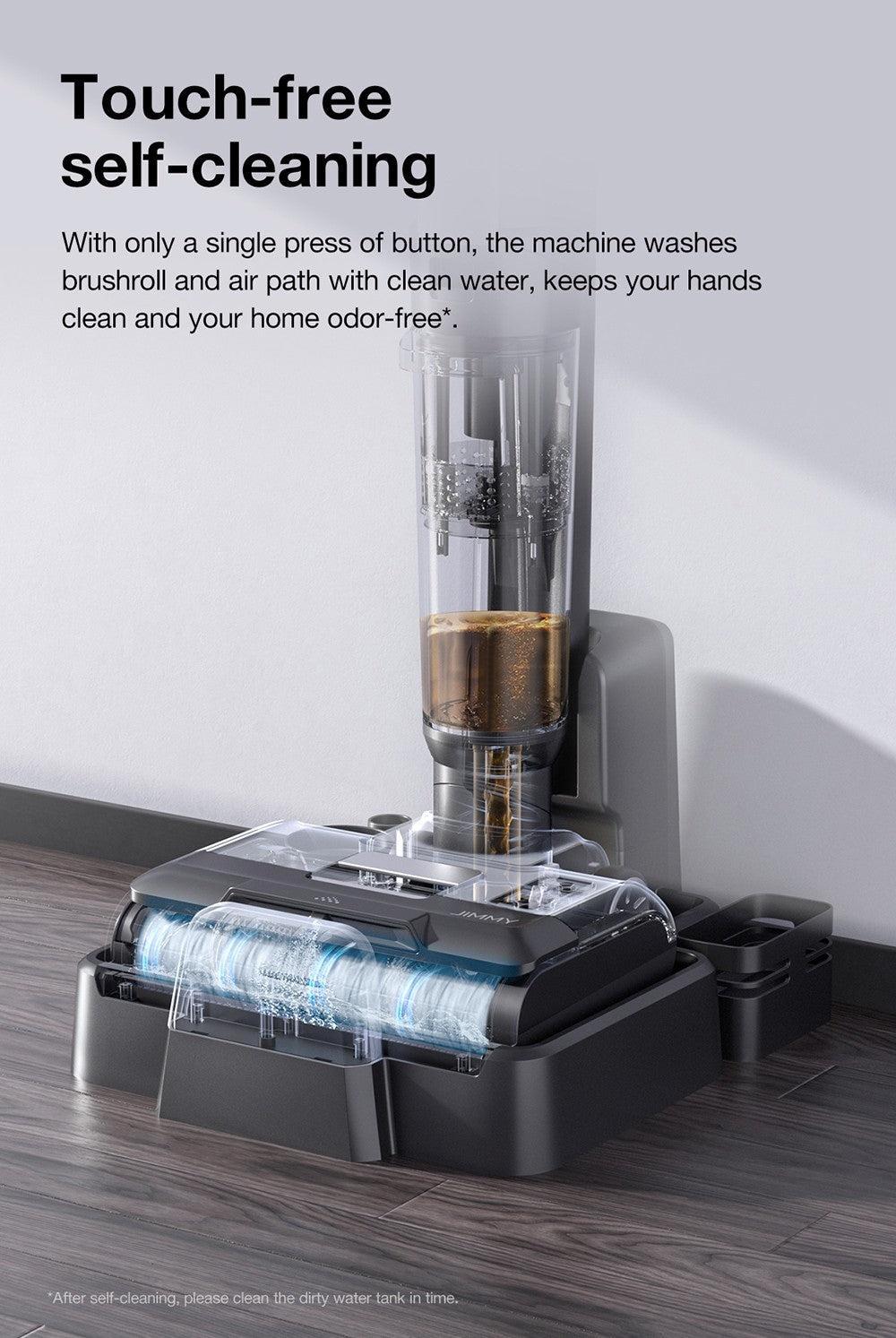 Aspiradora sin cable JIMMY HW9 para limpieza en seco y húmedo, autolimpiante, depósito de agua y polvo de 400 ml, motor sin escobillas impermeable, control de pulverización de agua, pantalla LED.