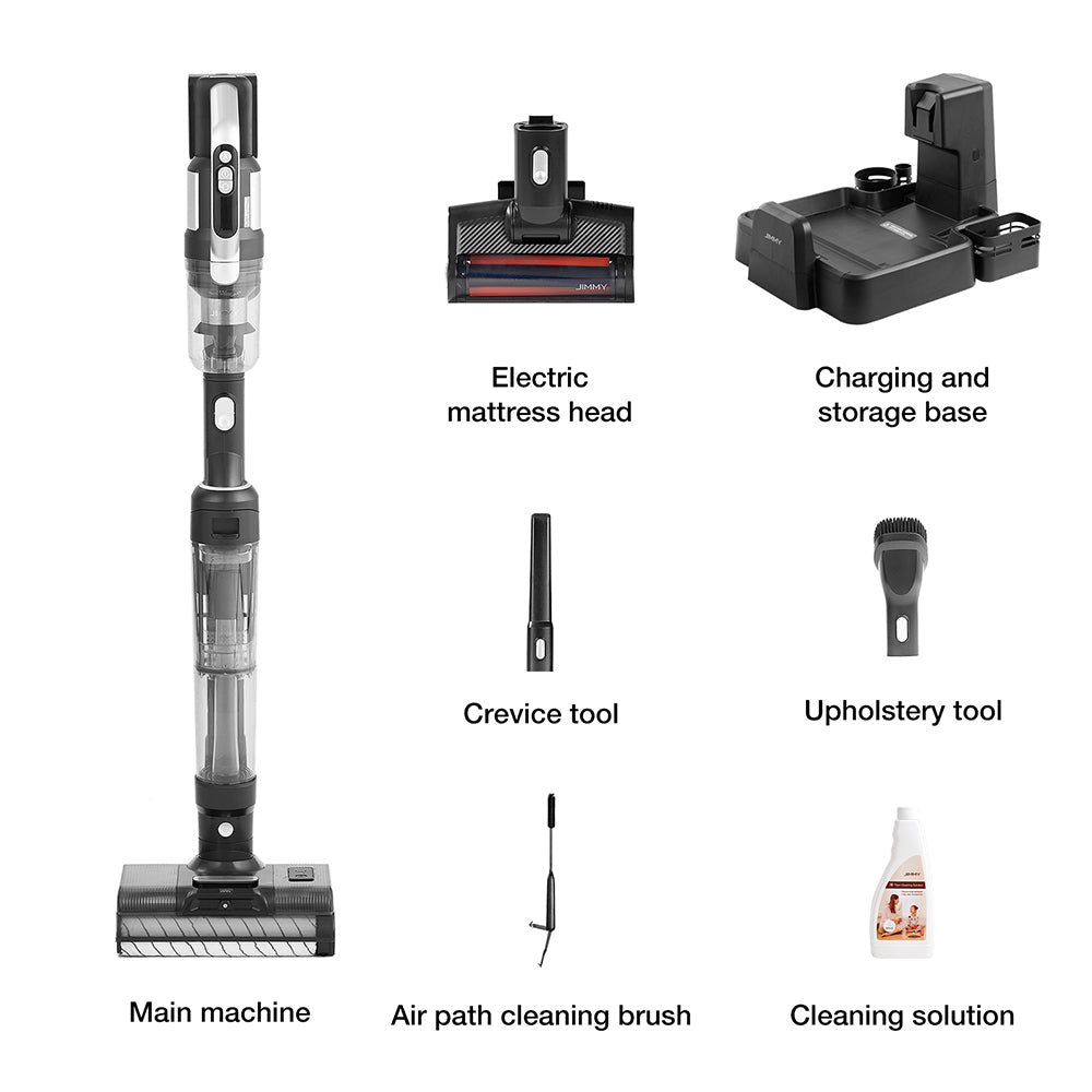 JIMMY PW11 Pro 4-in-1 Cordless Vacuum &amp; Washer, 460W Strong Power, Double Cleaning, Hot Air Fast Dry, LED Screen, 180° Lay Flat Design, Dual Roller Brushes, For Hard Floors, Pet Hair, Silver-black Color
