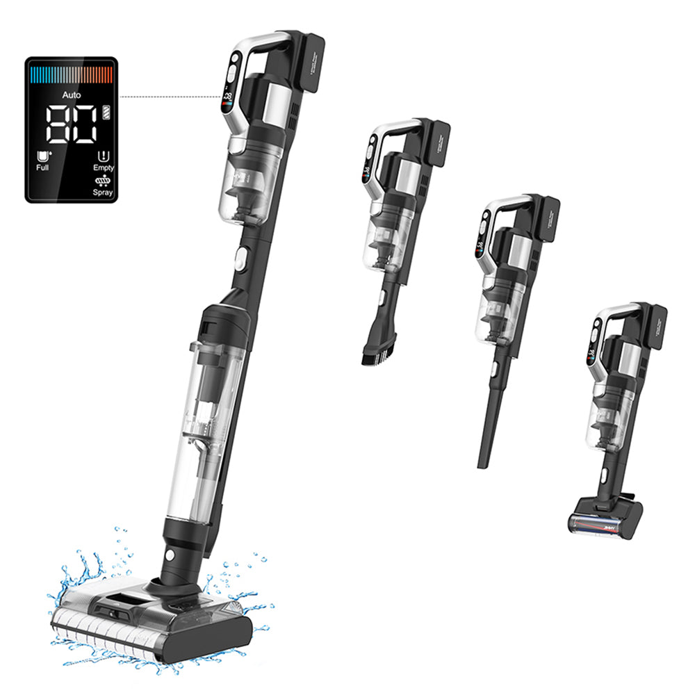 JIMMY PW11 Pro 4-in-1 Cordless Vacuum &amp; Washer, 460W Strong Power, Double Cleaning, Hot Air Fast Dry, LED Screen, 180° Lay Flat Design, Dual Roller Brushes, For Hard Floors, Pet Hair, Silver-black Color