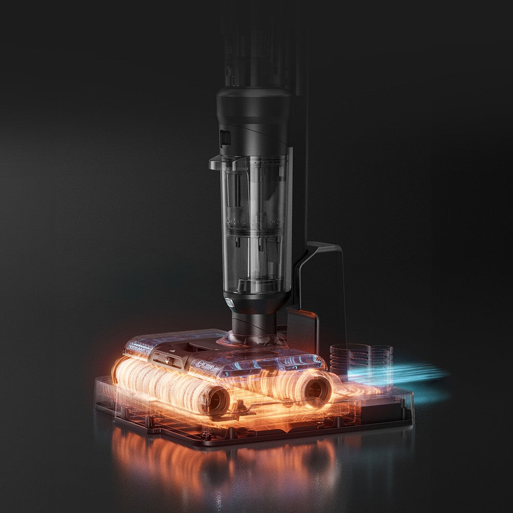Aspiradora y fregona inalámbrica JIMMY PW11 Pro Max 5 en 1, 460 W de potencia, doble limpieza, secado rápido con aire caliente, pantalla LED, diseño plano de 180°, doble cepillo de rodillo, para suelos duros, pelo de mascotas y toda la casa, color plata-negro.