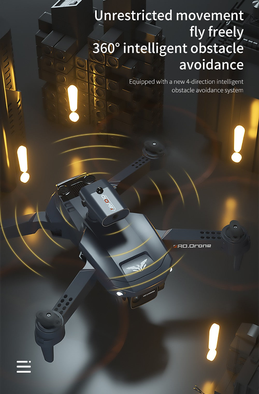 JJRC H106 Foldable RC Drone with All-Round Obstacle Avoidance Function Quadcopter with Two Cameras - Orange