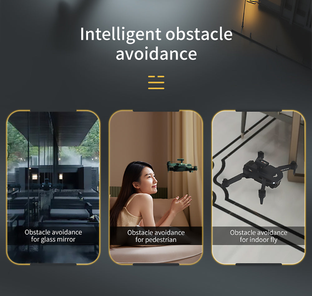 JJRC H106 Foldable RC Drone with All-Round Obstacle Avoidance Function Quadcopter with Two Cameras - Orange