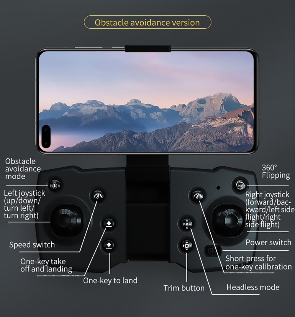 JJRC H106 Foldable RC Drone with All-Round Obstacle Avoidance Function Quadcopter with Two Cameras - Orange