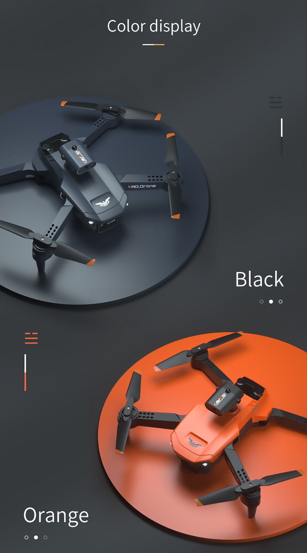 JJRC H106 Foldable RC Drone with All-Round Obstacle Avoidance Function Quadcopter with Two Cameras - Orange